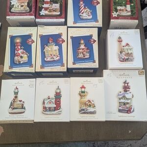 Hallmark Keepsake Lighthouse Collection with Red, Blue, and White Accents